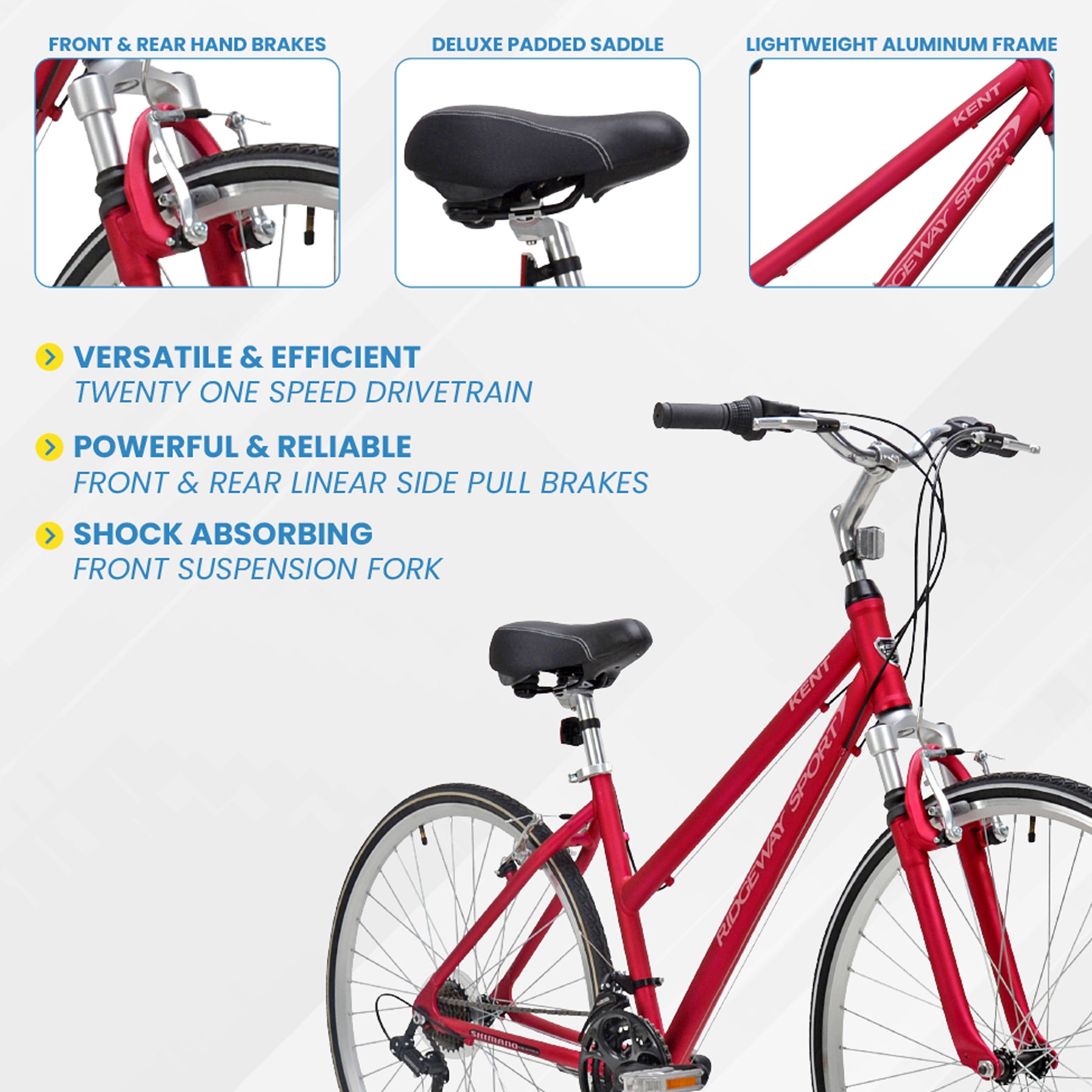 700c Kent Ridgeway Sport | Hybrid Comfort Bike for Women Ages 14+