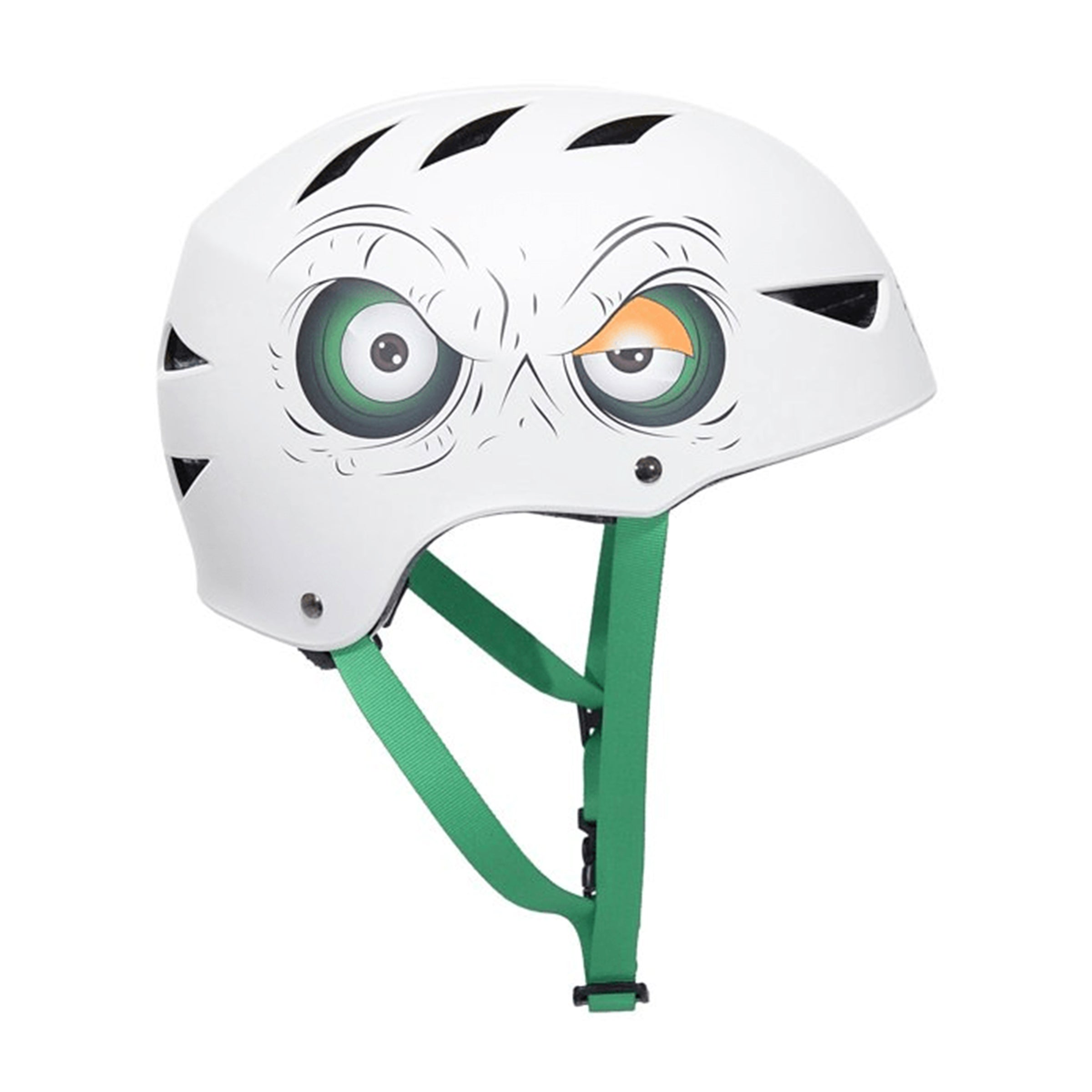 bike helmet with googlly eyes Razor Child Boys Bike Multi-Sport Helmet, White with Green Eyes (Twist Adjust, Ages 5+)