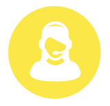 Yellow icon with person in headset