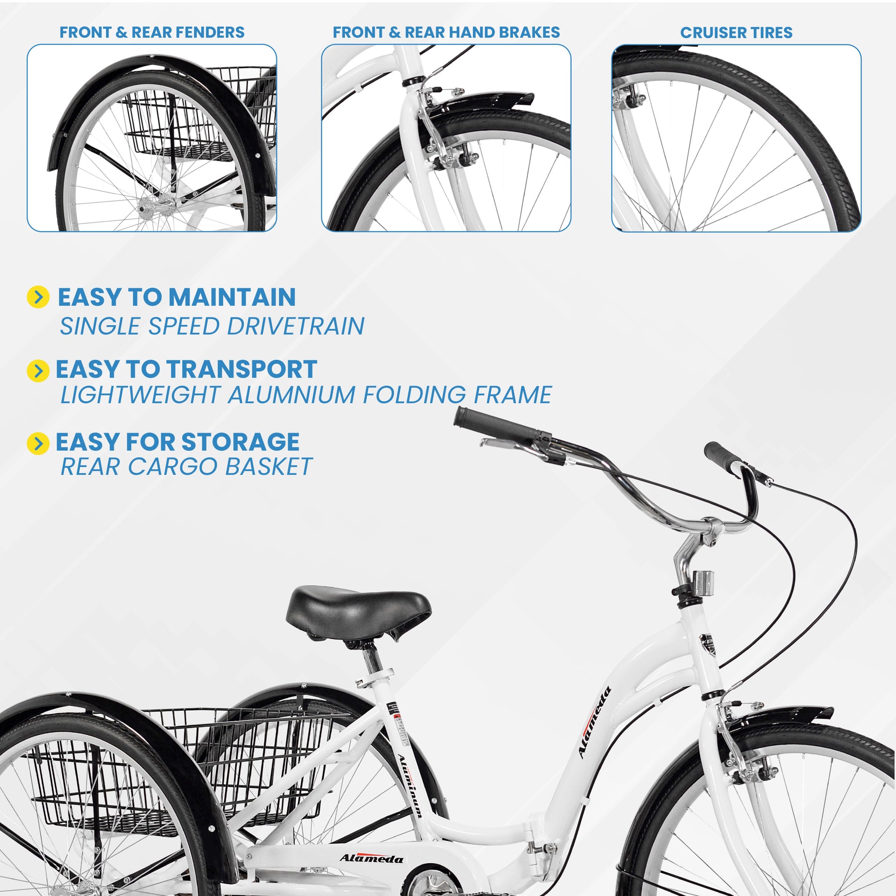 26" Kent Alameda | Folding Tricycle for Adults Ages 13+