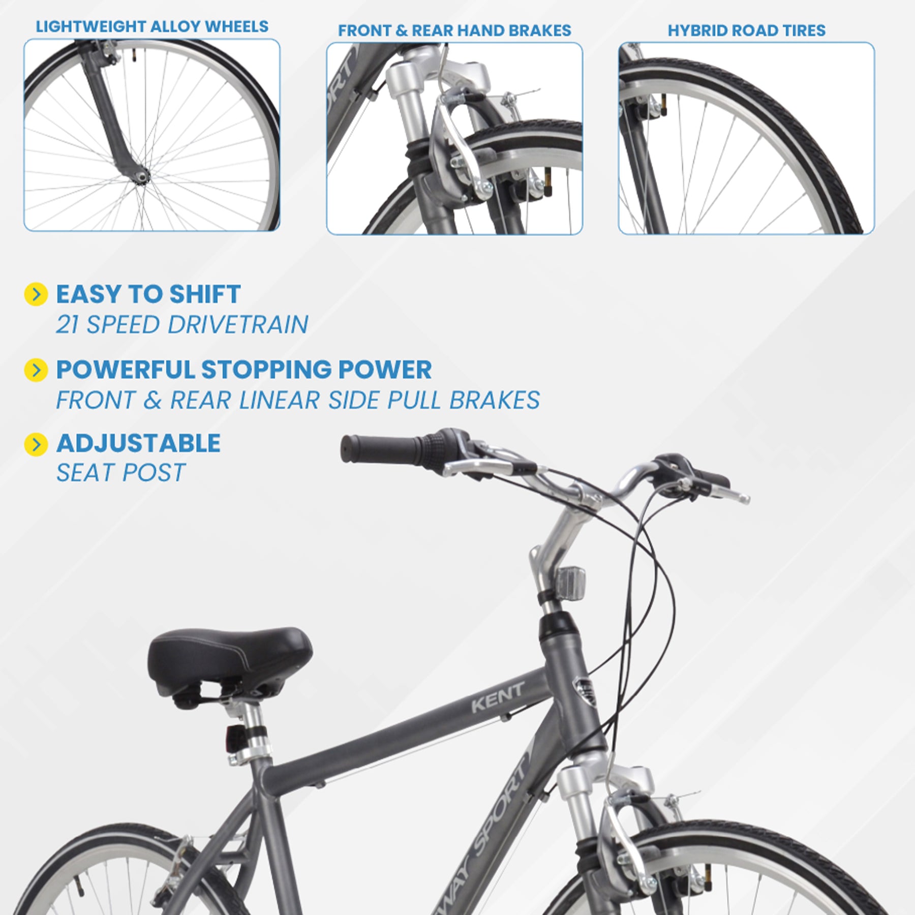 700c Kent Ridgeway Sport | Hybrid Comfort Bike for Men Ages 14+