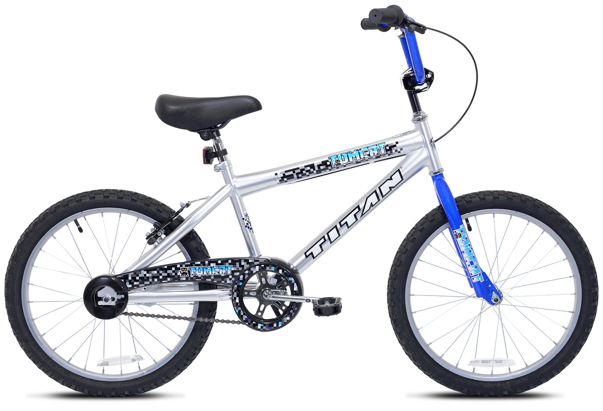 Tomcat Boys Silver and Black BMX Bike with 20-inch Wheels, Titan