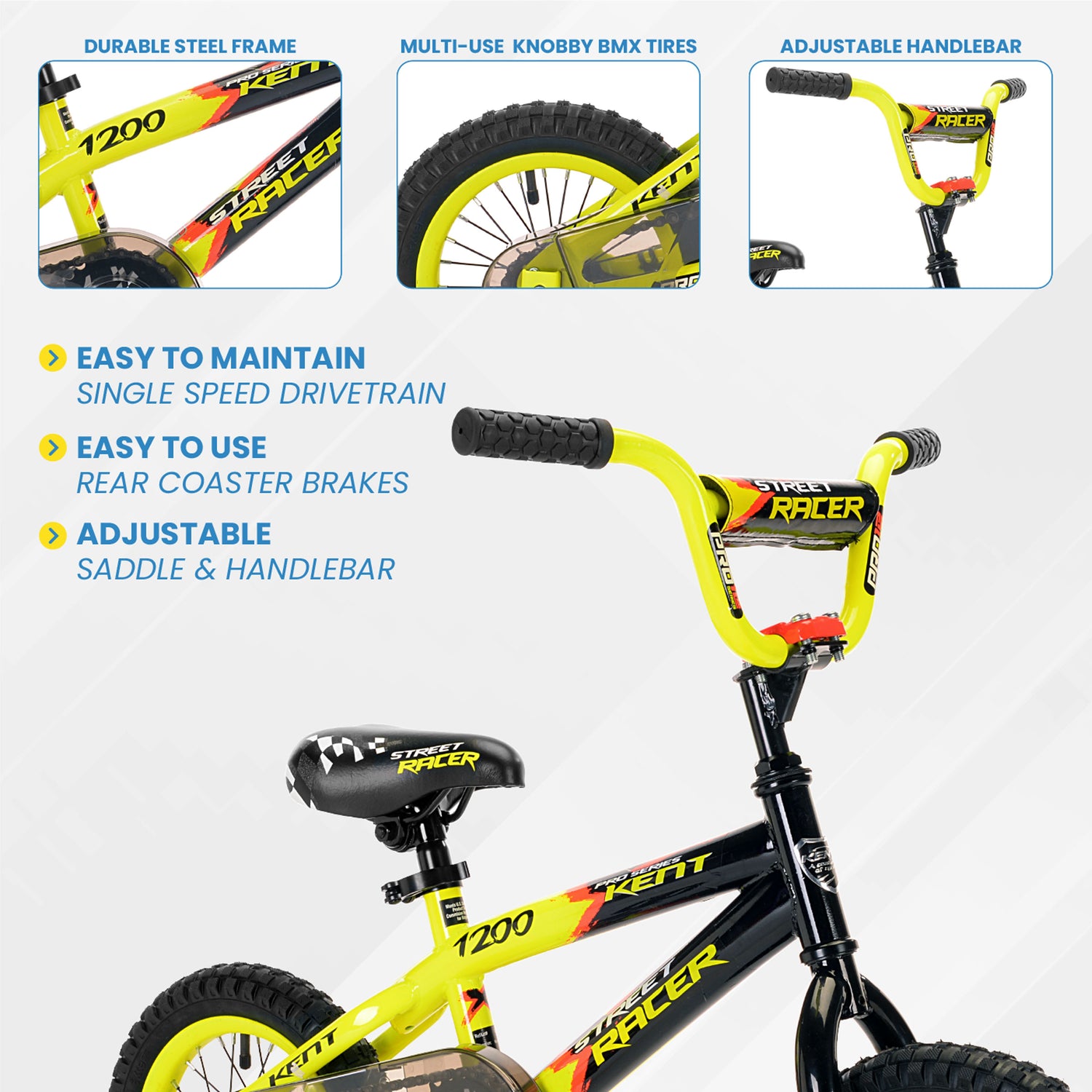 12 Kent Street Racer BMX Bike For Kids Ages 2 4