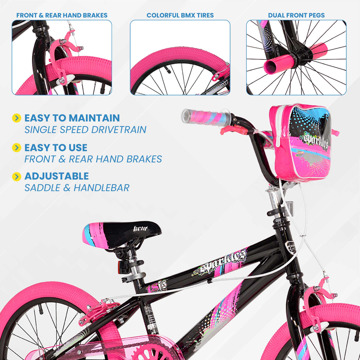 18" Kent Sparkles BMX Bike for Kids Ages 58