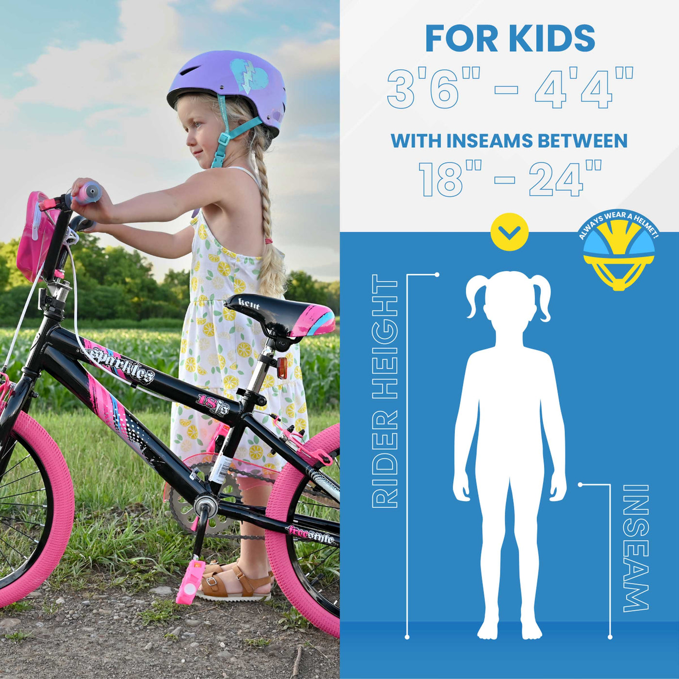 18" Kent Sparkles BMX Bike for Kids Ages 58