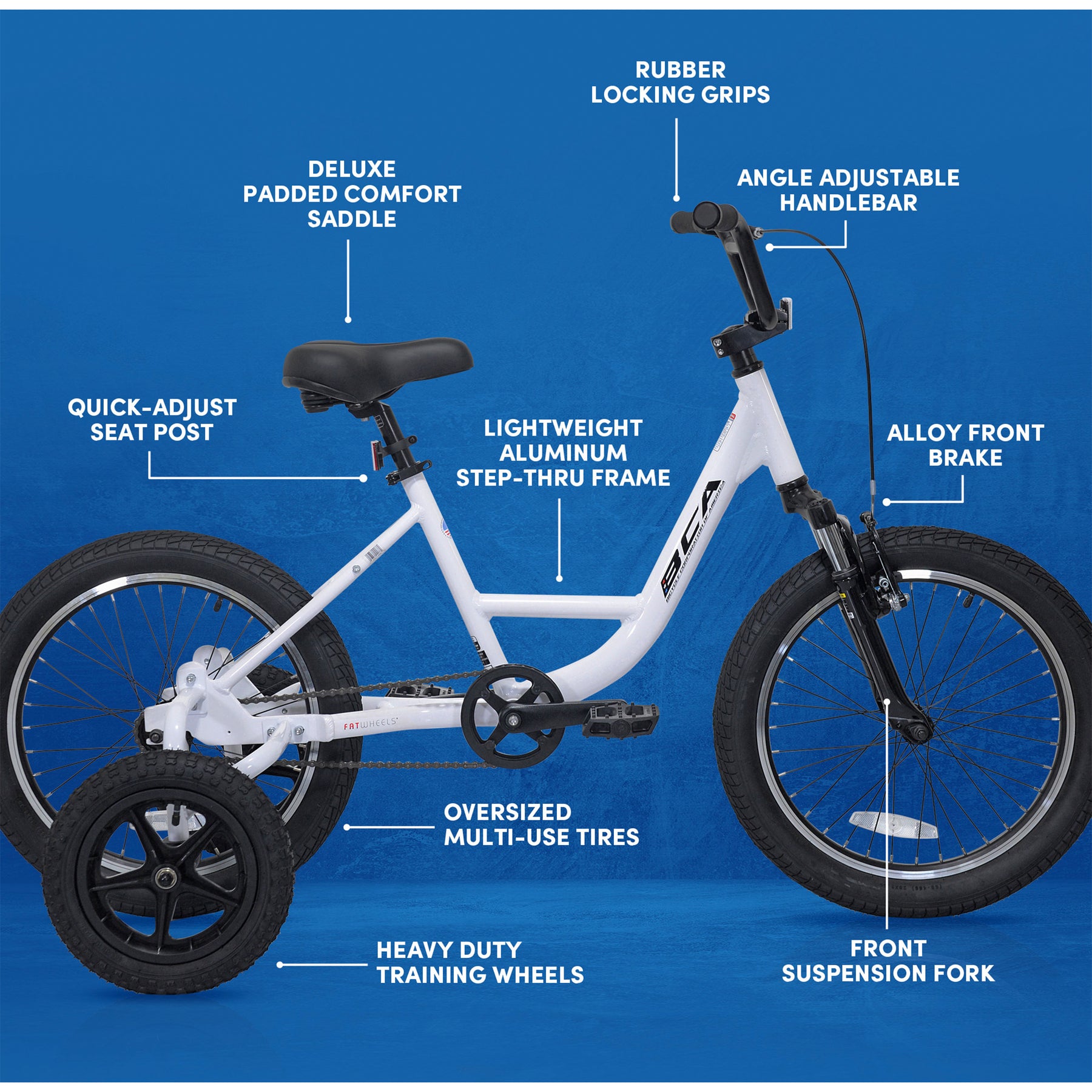 20" BCA Adaptive Training Wheel Bike | Adaptive Bike for Kids Ages 7-13