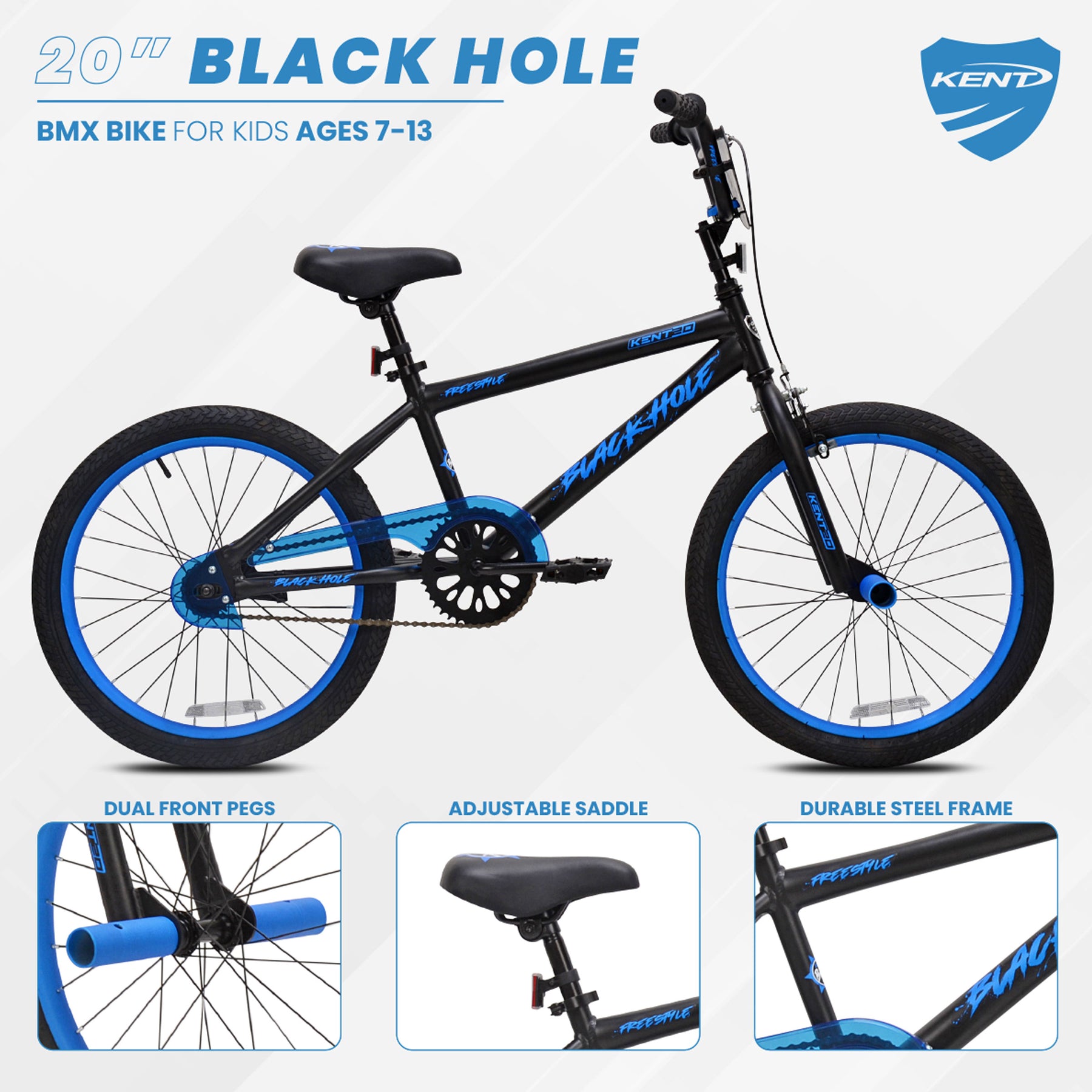 20" Kent Black Hole | BMX Bike for Kids Ages 7-13