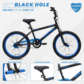 20 Kent Black Hole BMX Bike for Kids Ages 7 13