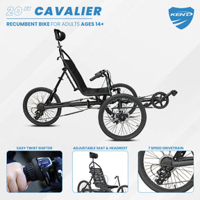 20" Kent Cavalier | Recumbent Tricycle for Adults Ages 14+