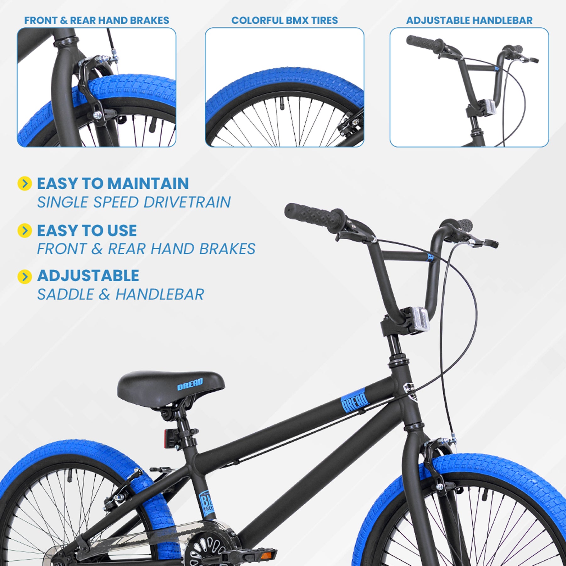 20 Kent Dread BMX Bike for Kids Ages 7 13