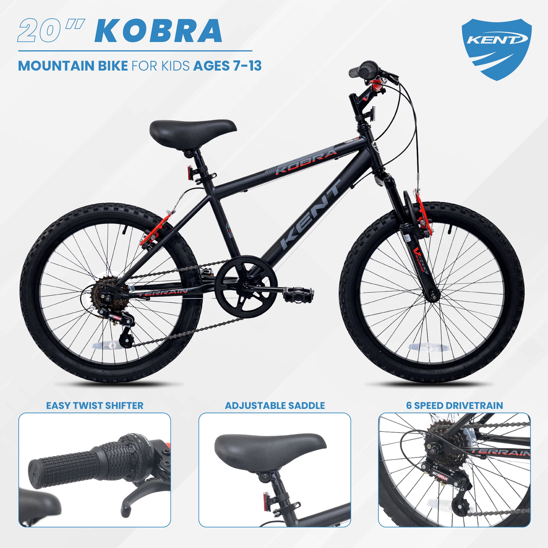 20" Kent Kobra | Mountain Bike for Kids Ages 7-13