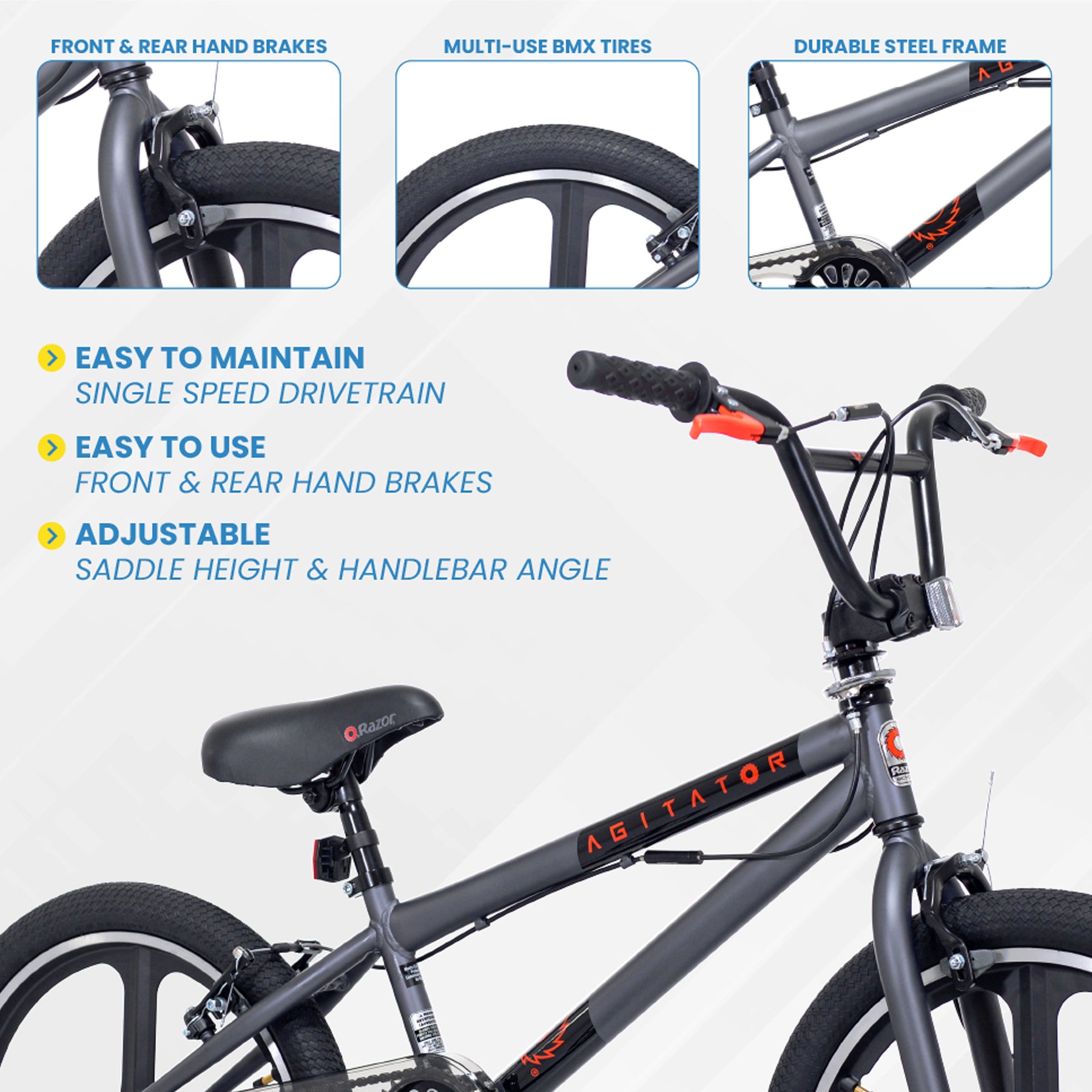 20 Razor Agitator BMX Bike for Kids Ages 7 13