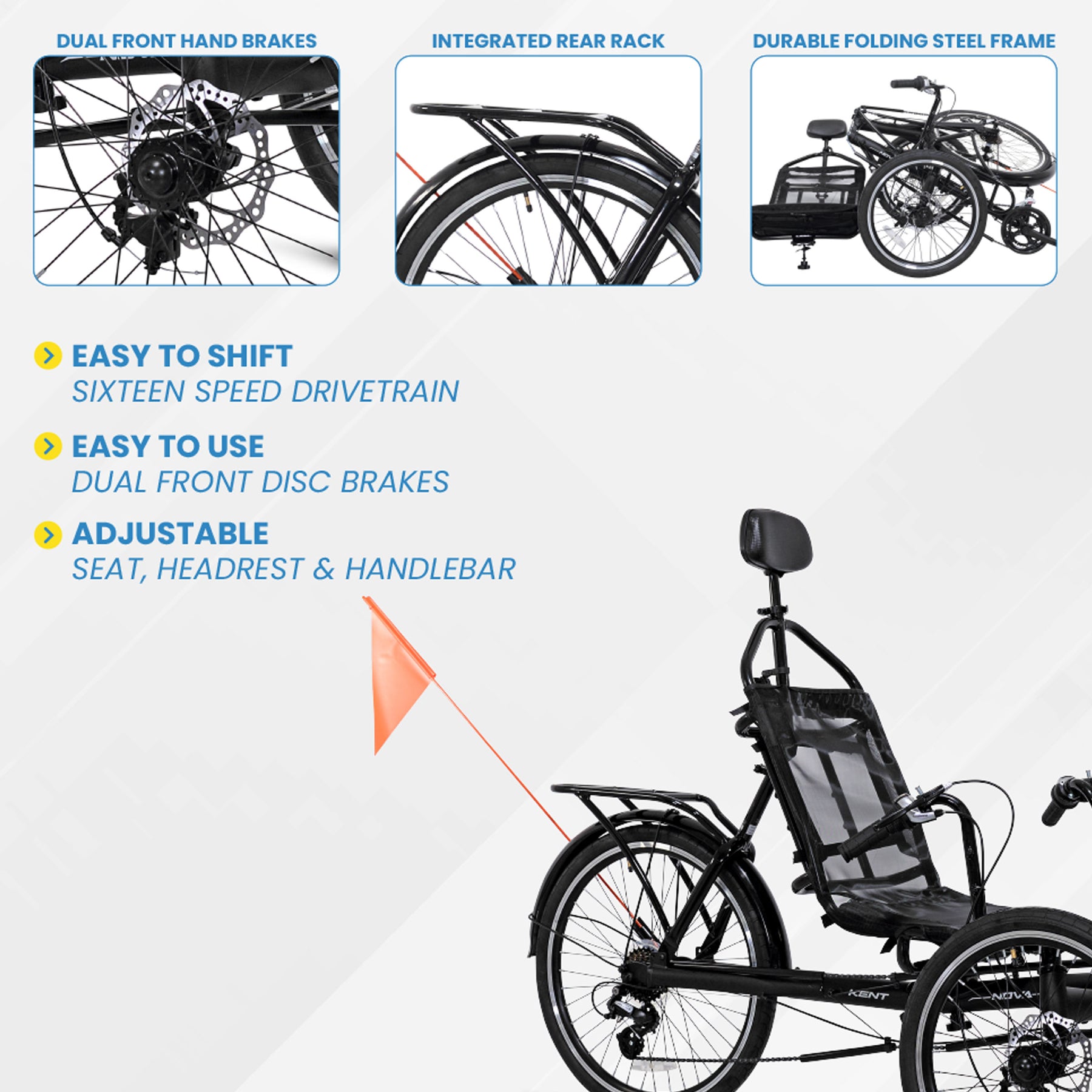 24" Kent Nova | Recumbent Tricycle for Adults Ages 14+