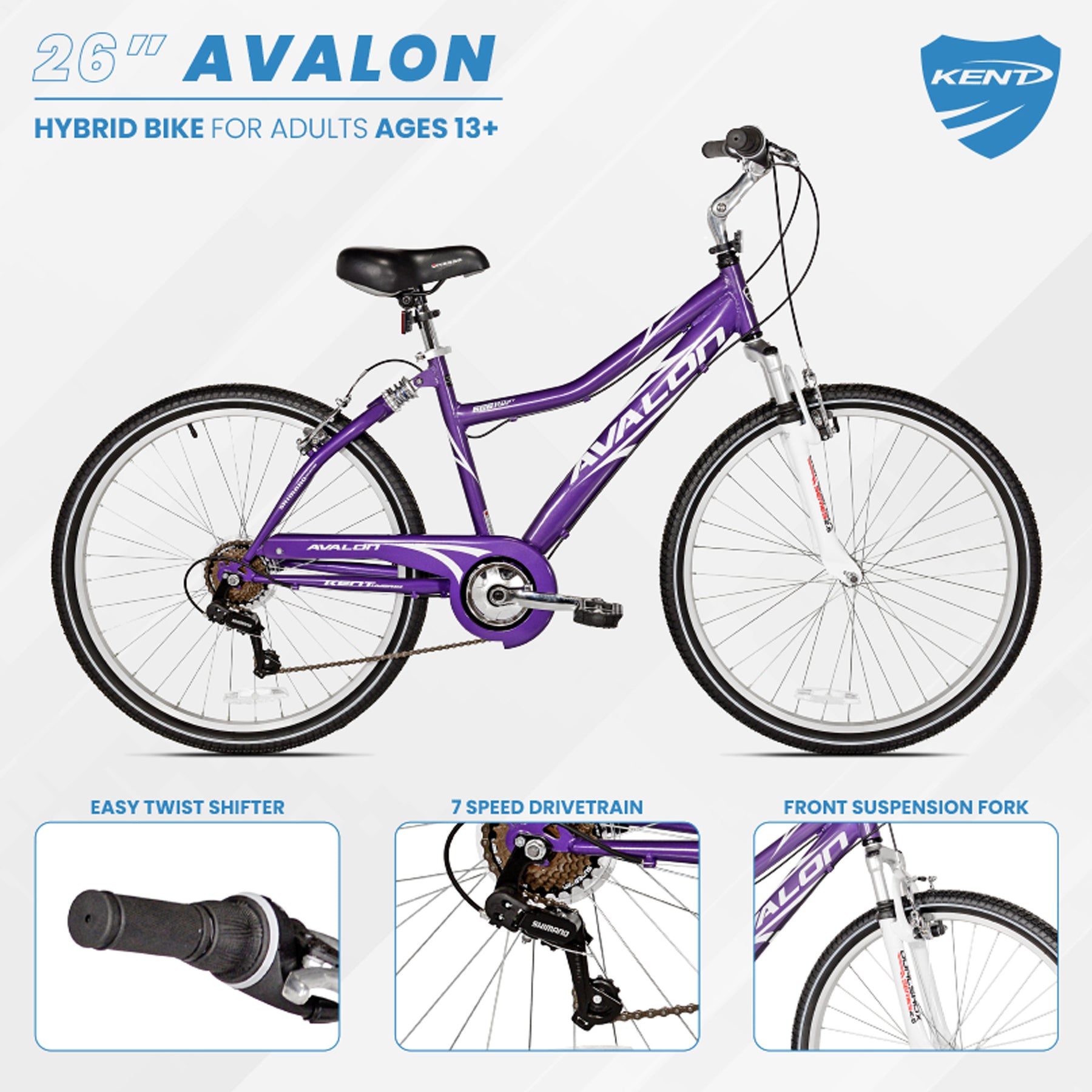 NEXT Avalon Comfort Bike, Full Suspension, Women's, Purple NEXT Avalon Comfort Bike, Full Suspension, Women's, Purple