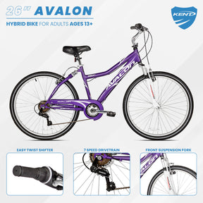 womens bicycles 26 inch NEXT Avalon Comfort Bike, Full Suspension, Women's, Purple