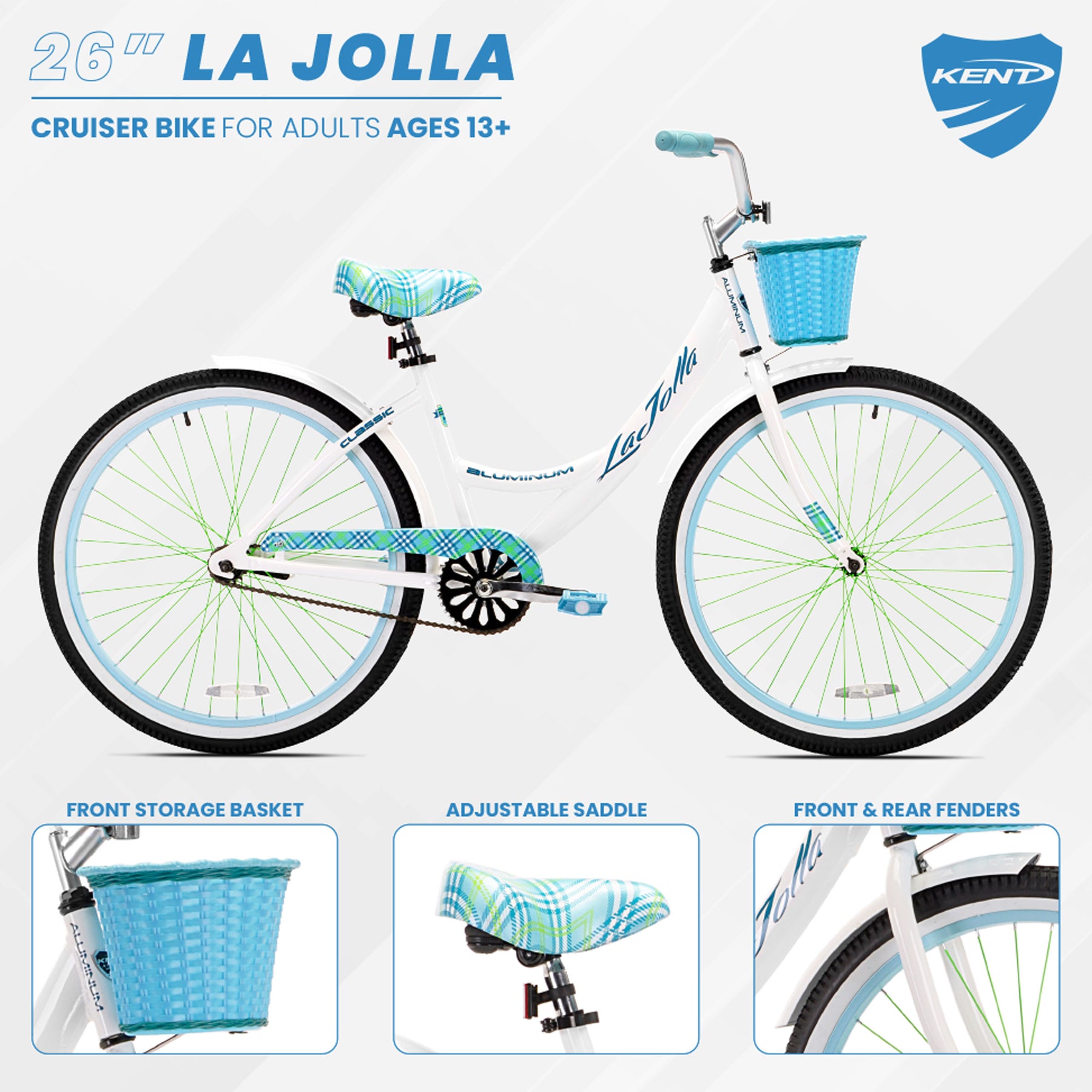 la jolla bicycles womens Kent 26 inch Women's, La Jolla Cruiser Bike, White