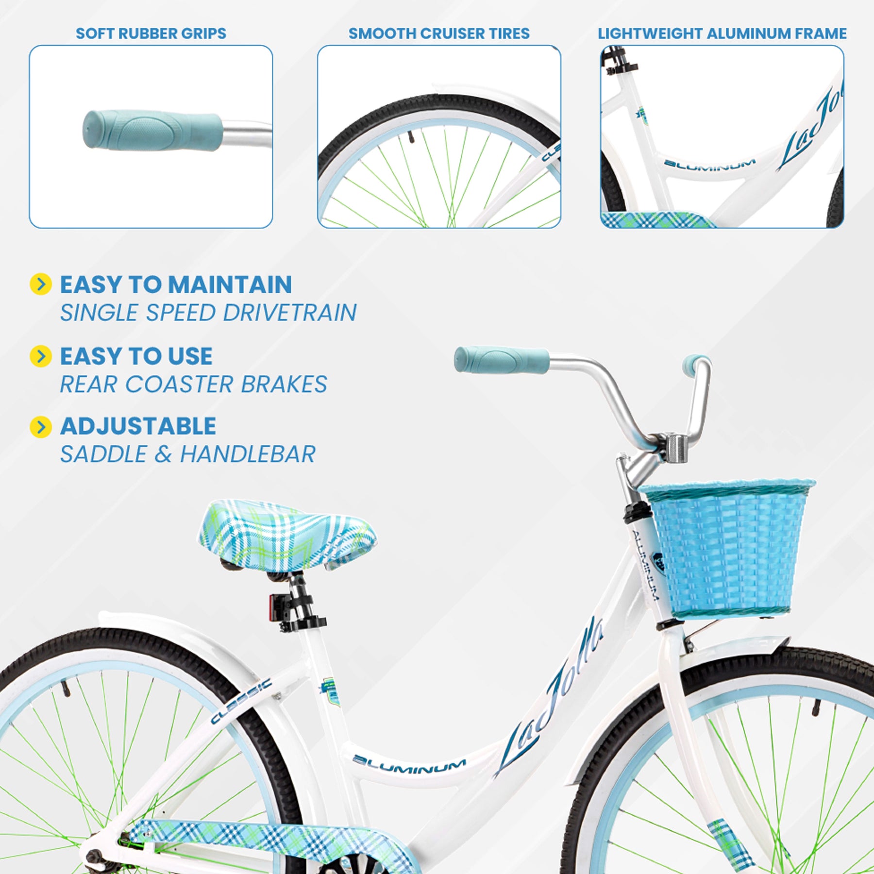 Kent 26 inch Women's, La Jolla Cruiser Bike, White Kent 26 inch Women's, La Jolla Cruiser Bike, White