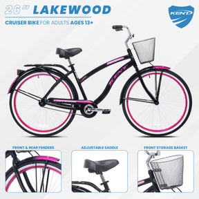 26" Kent Lakewood | Cruiser Bike for Women Ages 13+