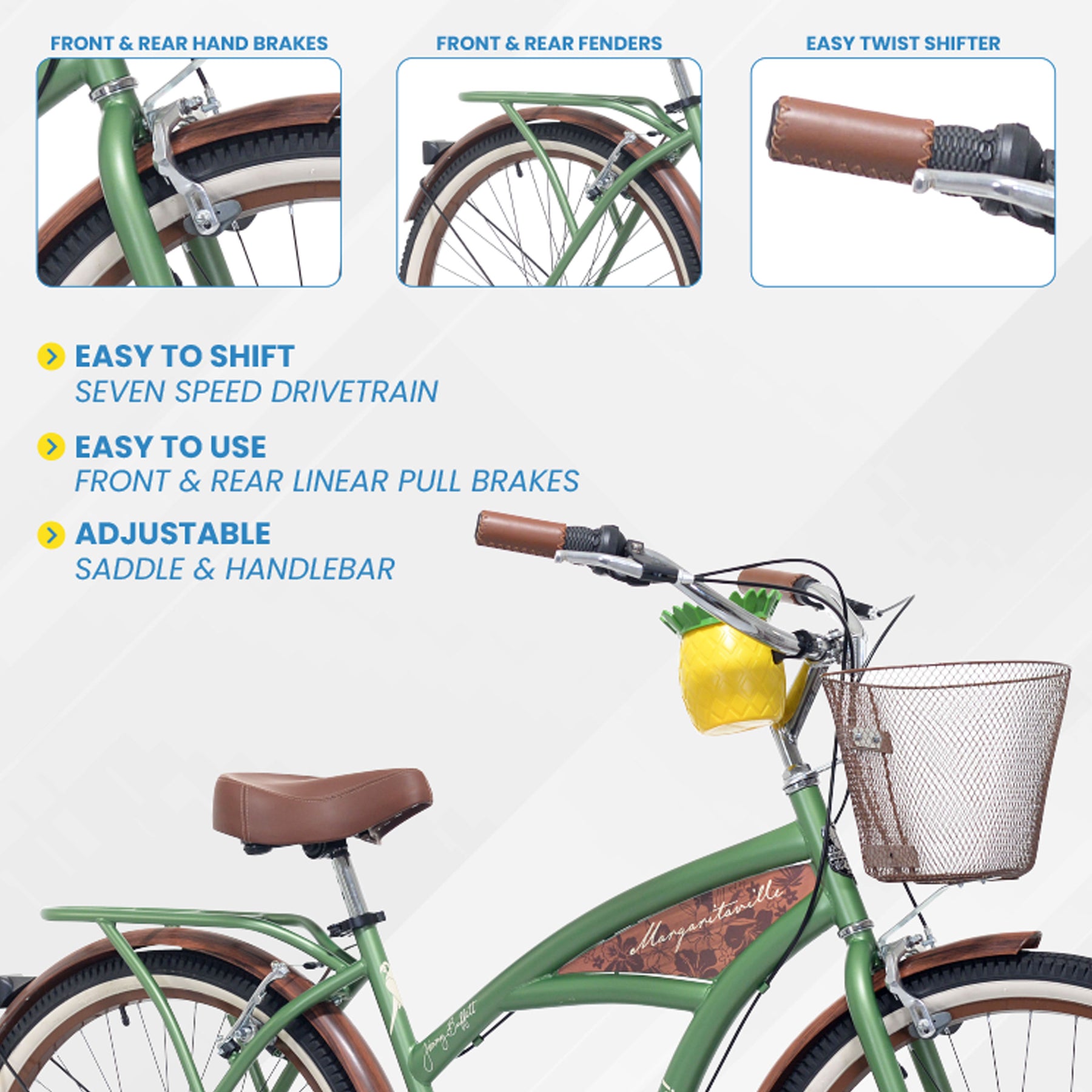 Marmitte Bici Quadrate Attorcigliate Oro – Set Da 2 Per Beach Cruiser, Lowrider, Chopper