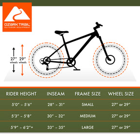 29 mountain bike size chart sale