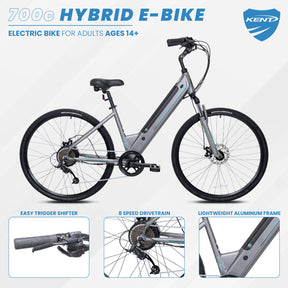 700c Kent E-Bike | Hybrid | Electric Hybrid Comfort Bike for Adults Ages 14+