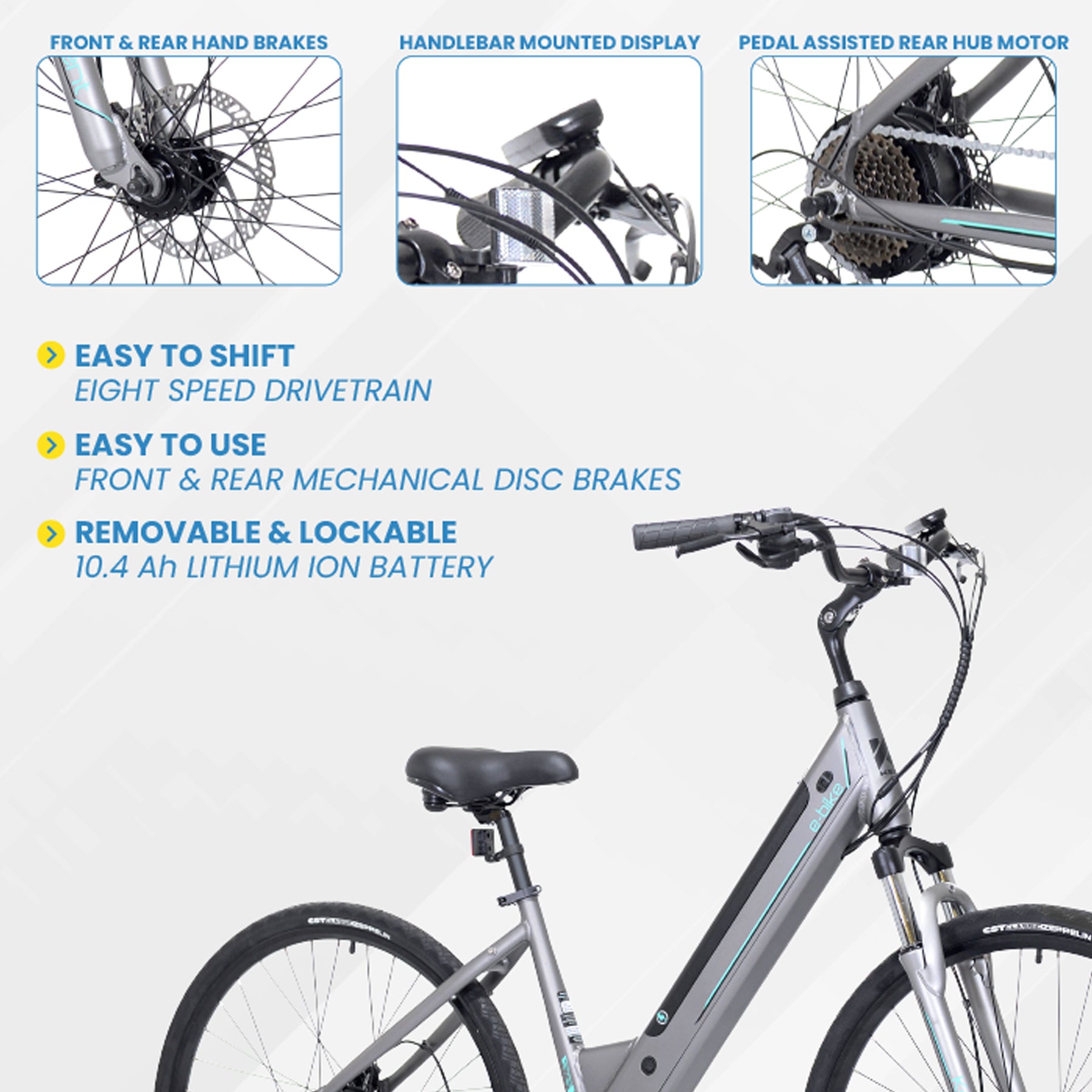 700c Kent E-Bike | Hybrid | Electric Hybrid Comfort Bike for Adults Ages 14+