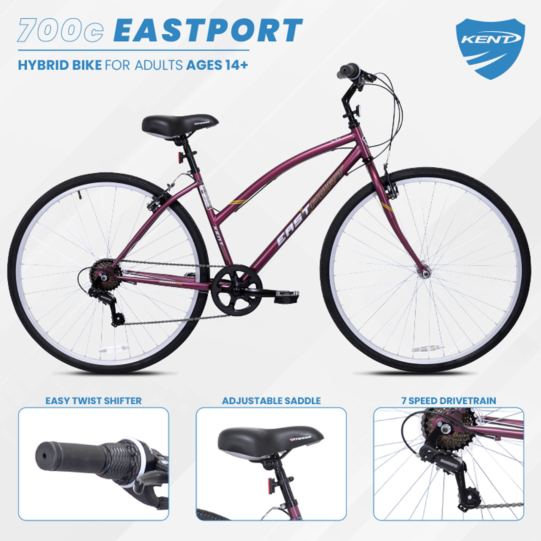 700c Kent Eastport | Hybrid Comfort Bike for Women Ages 14+