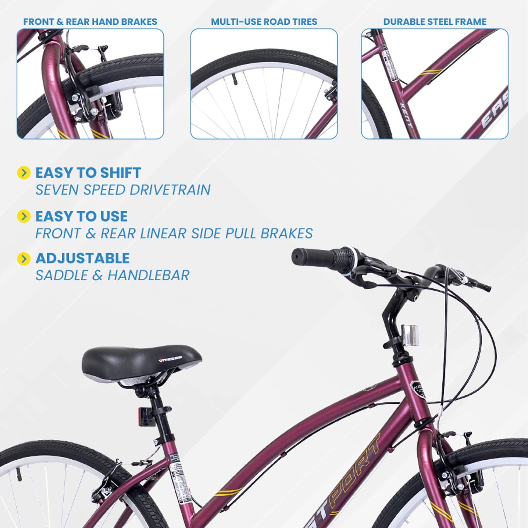 700c Kent Eastport | Hybrid Comfort Bike for Women Ages 14+