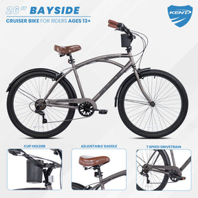 26" Kent Bayside | Cruiser Bike for Men Ages 13+