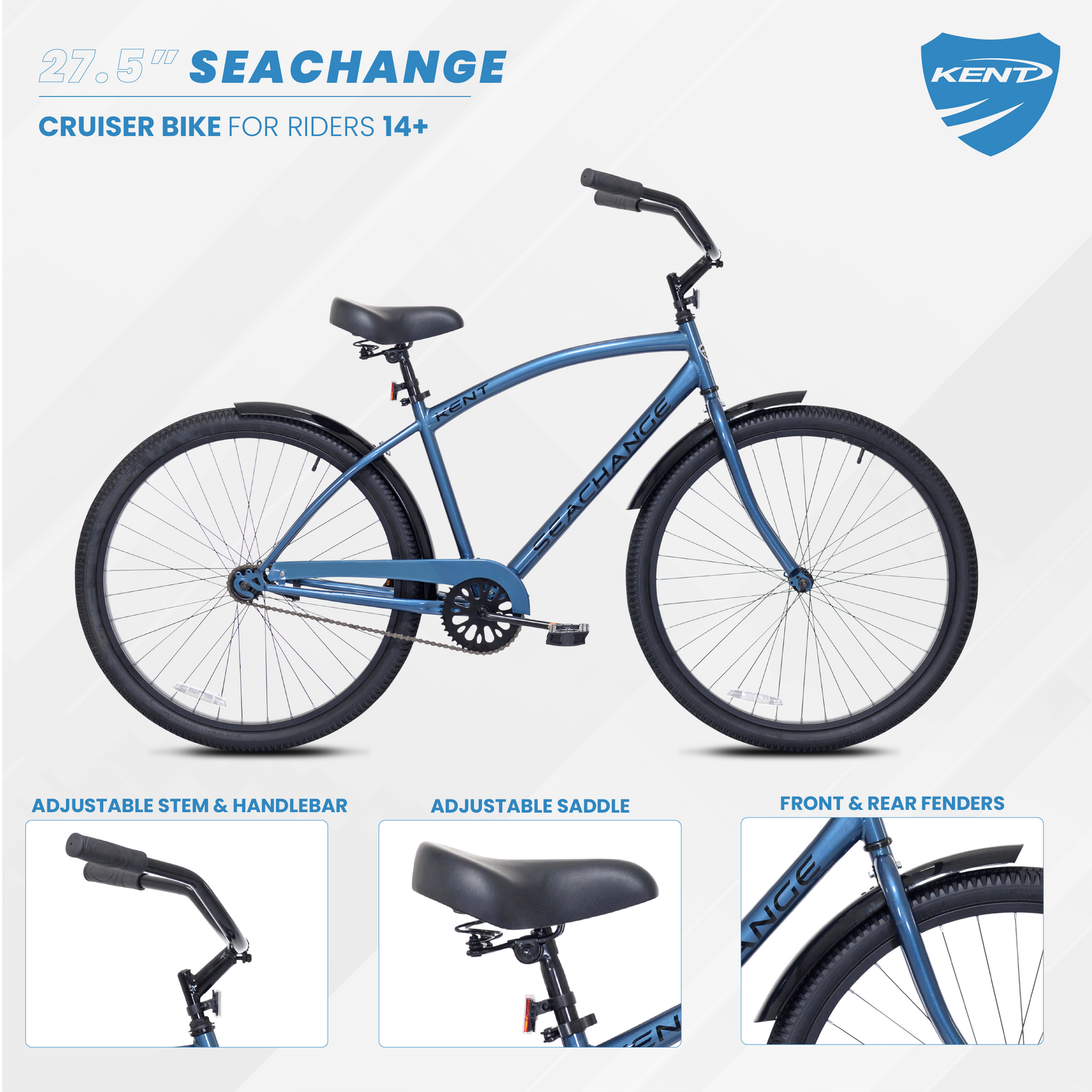 27.5" Kent Seachange | Cruiser Bike for Men Ages 14+