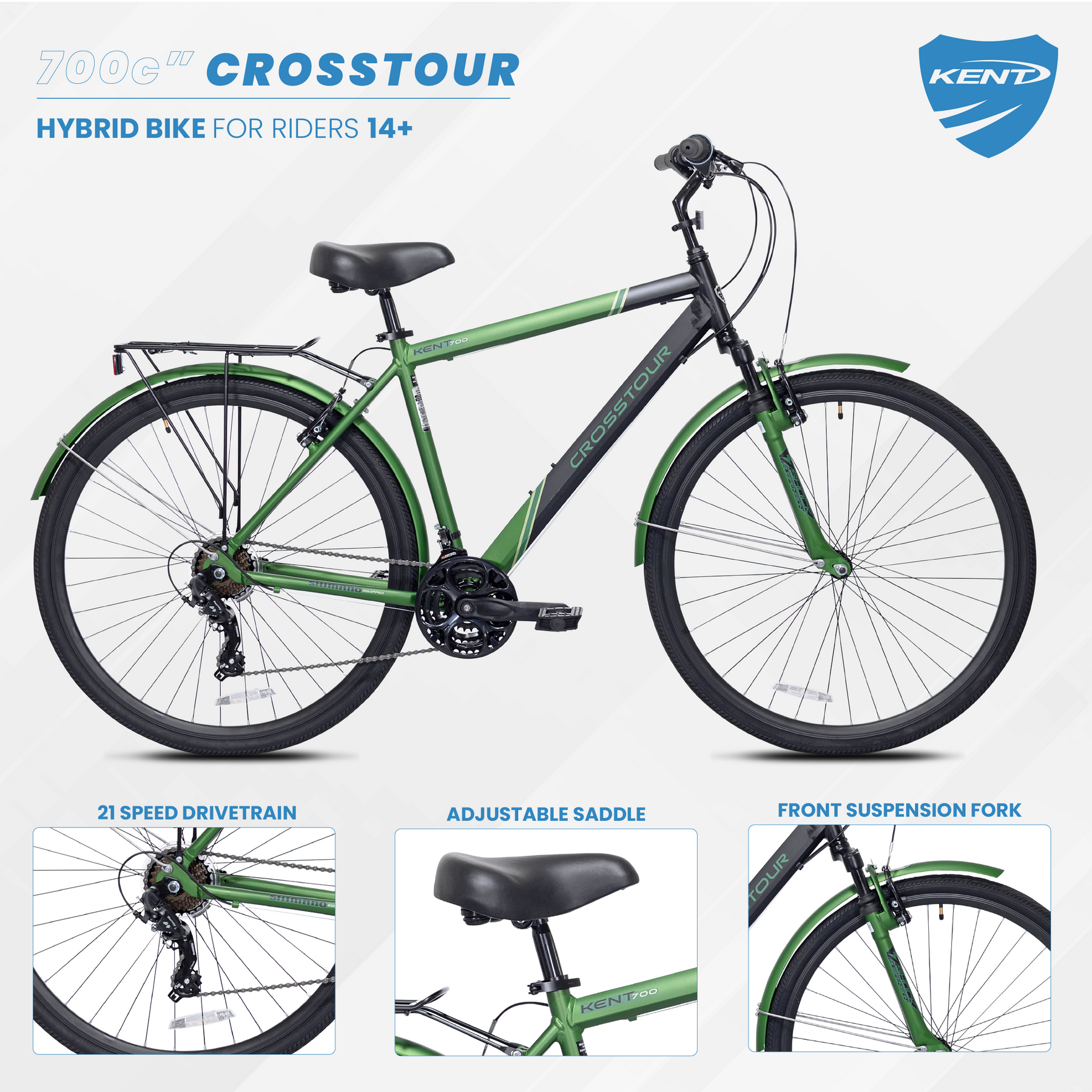 700c Kent Crosstour | Hybrid Bike for Men Ages 14+