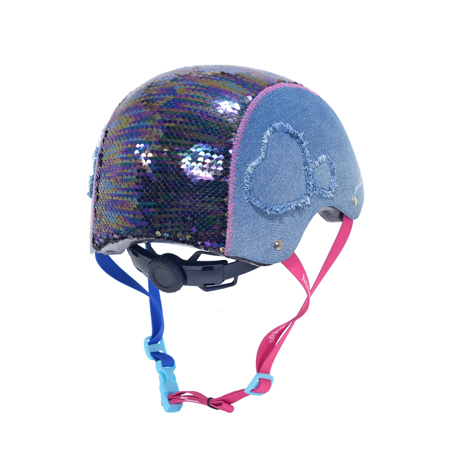 LittleMissMatched® Denim Sequin Youth Helmet | Helmet for Kids Ages 8+