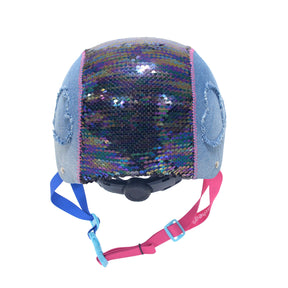 LittleMissMatched® Denim Sequin Youth Helmet | Helmet for Kids Ages 8+