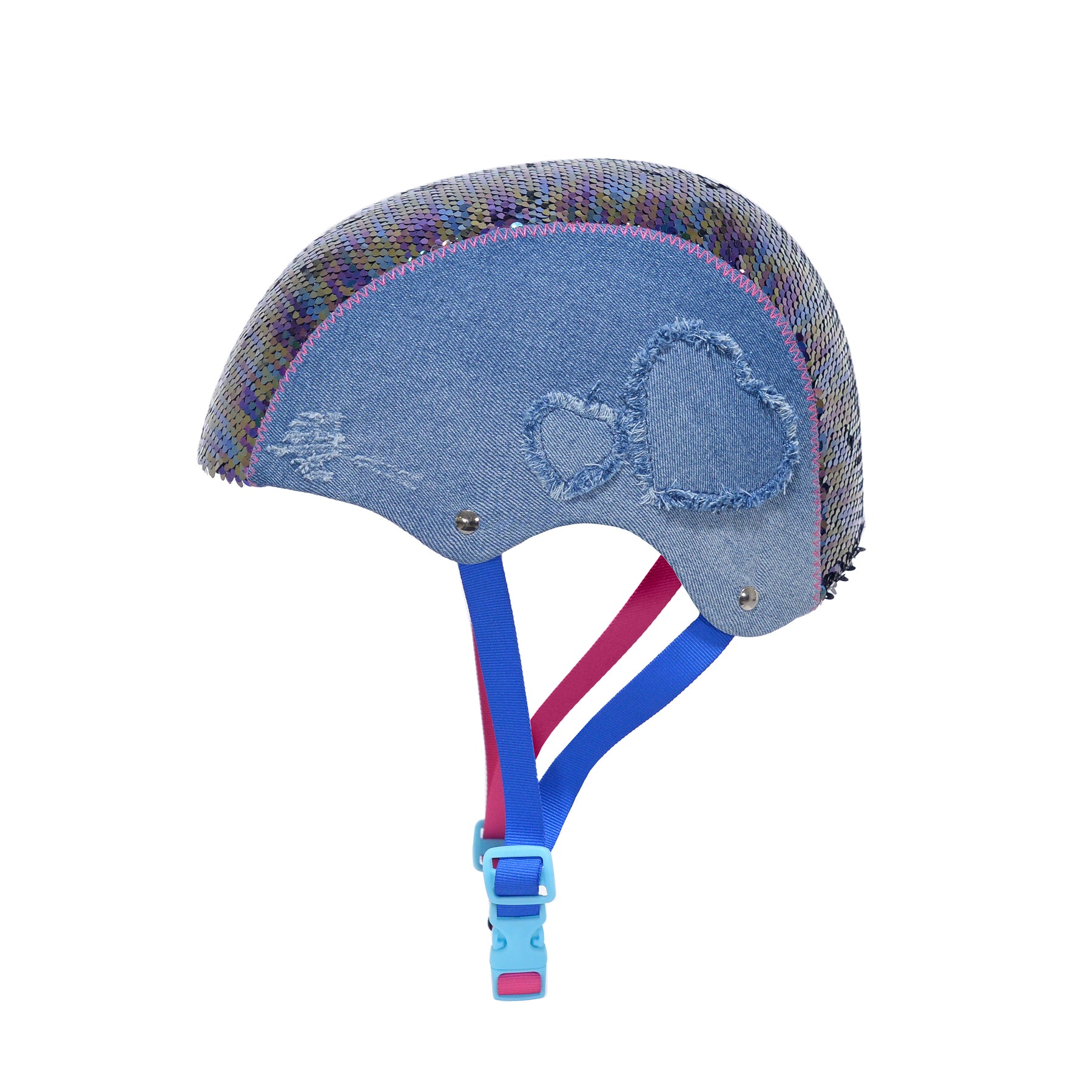 LittleMissMatched® Denim Sequin Youth Helmet | Helmet for Kids Ages 8+