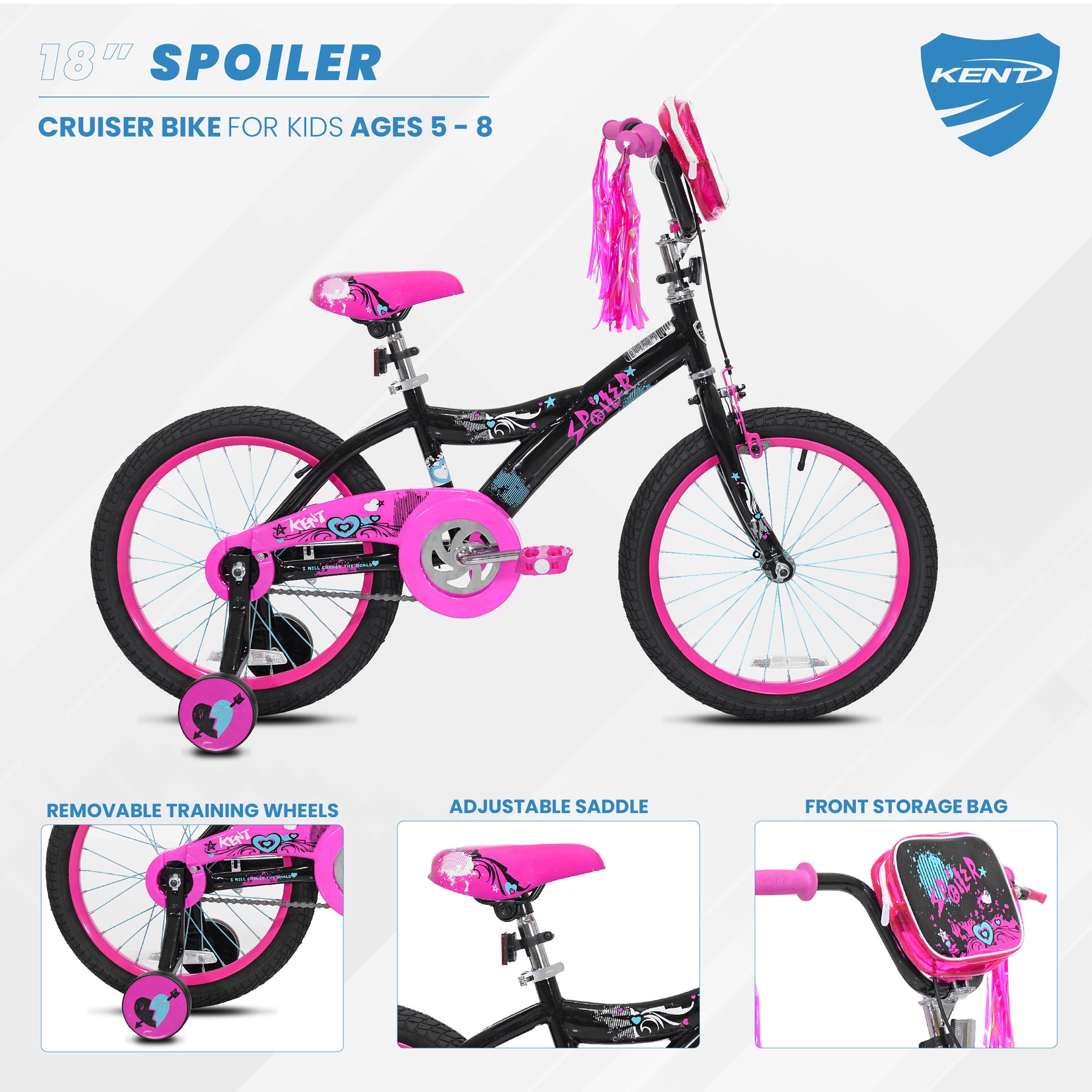 18" Kent Spoiler | Cruiser Bike for Kids Ages 5-8