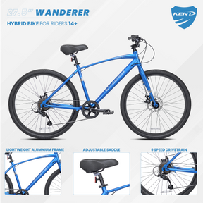 27.5" Kent Wanderer | Hybrid Comfort Bike for Men Ages 14+