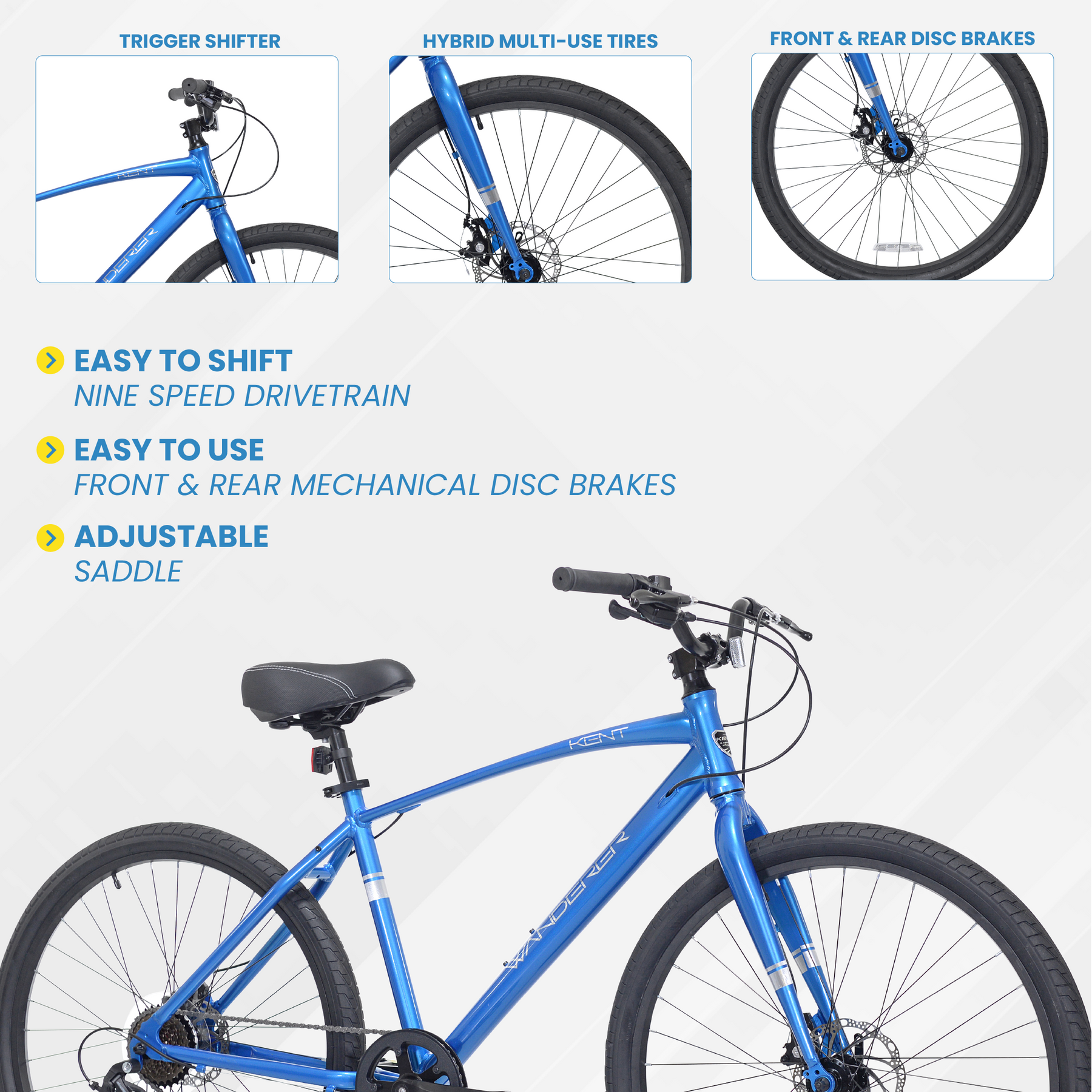 27.5" Kent Wanderer | Hybrid Comfort Bike for Men Ages 14+