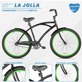 26" Kent La Jolla | Cruiser Bike for Men Ages 13+