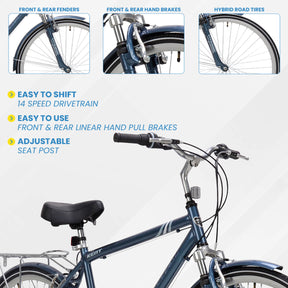 700c Kent Ridgeway | Hybrid Comfort Bike for Men Ages 14+