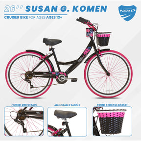 26" Susan G. Komen® Floral | Cruiser Bike for Women Ages 13+